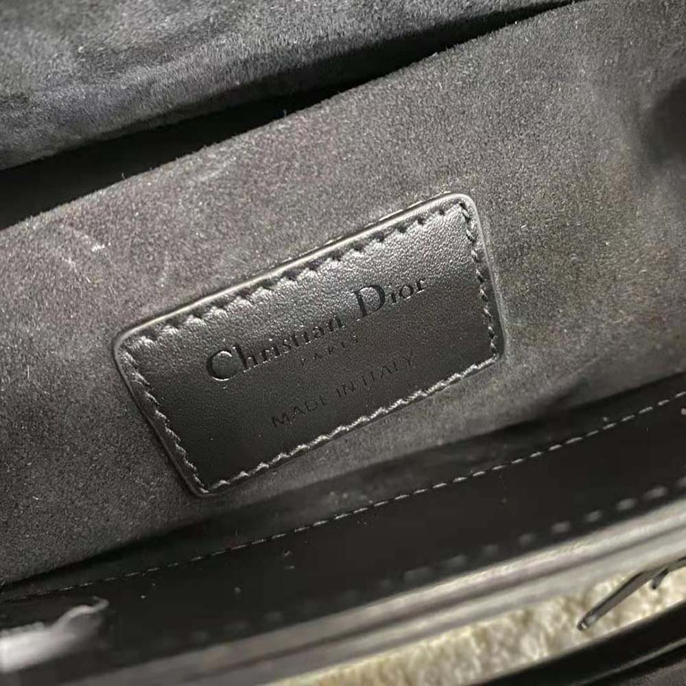 dior women lady d-joy bag black cannage calfskin with Di*m*nd motif