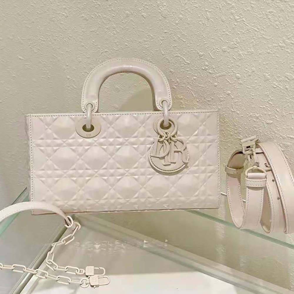 dior women lady d-joy bag latte cannage calfskin with Di*m*nd motif