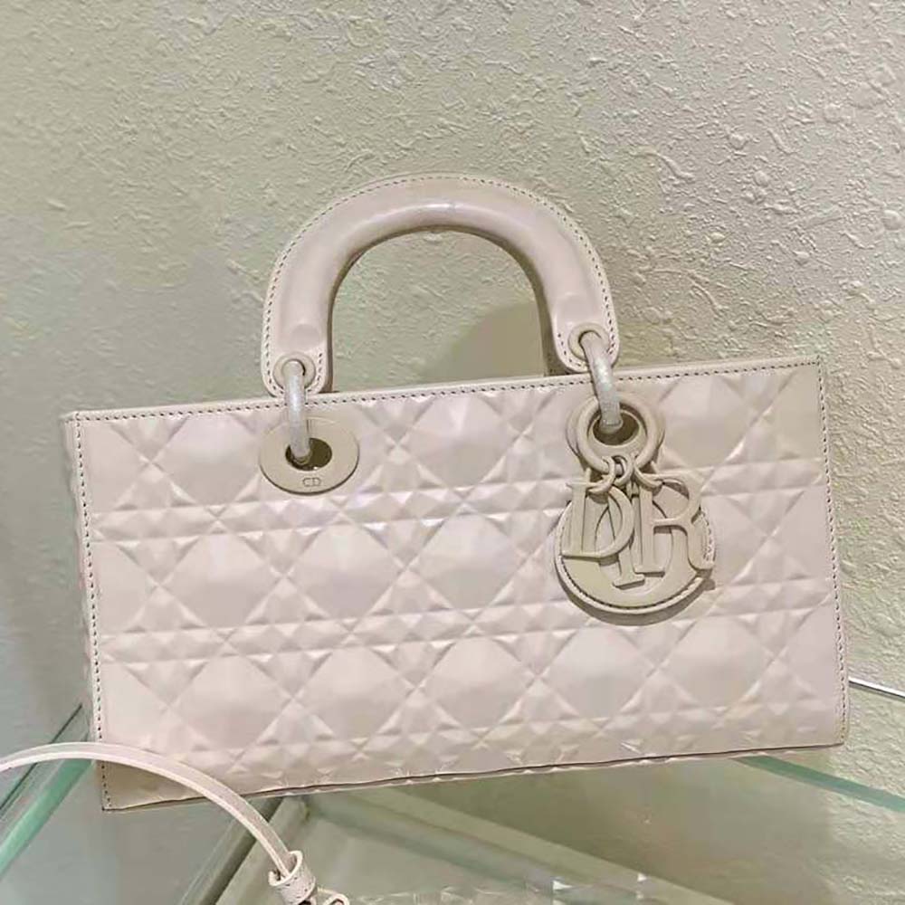 dior women lady d-joy bag latte cannage calfskin with Di*m*nd motif