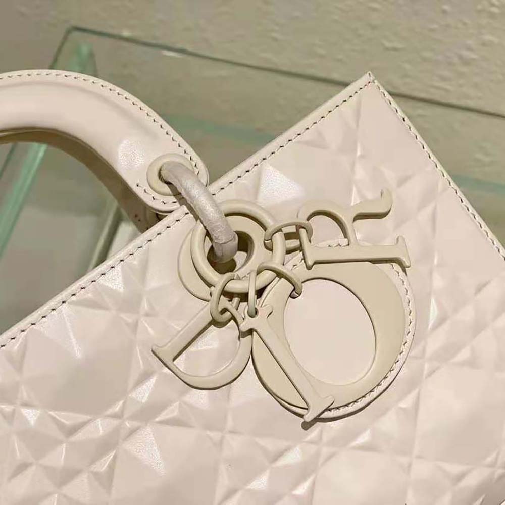 dior women lady d-joy bag latte cannage calfskin with Di*m*nd motif
