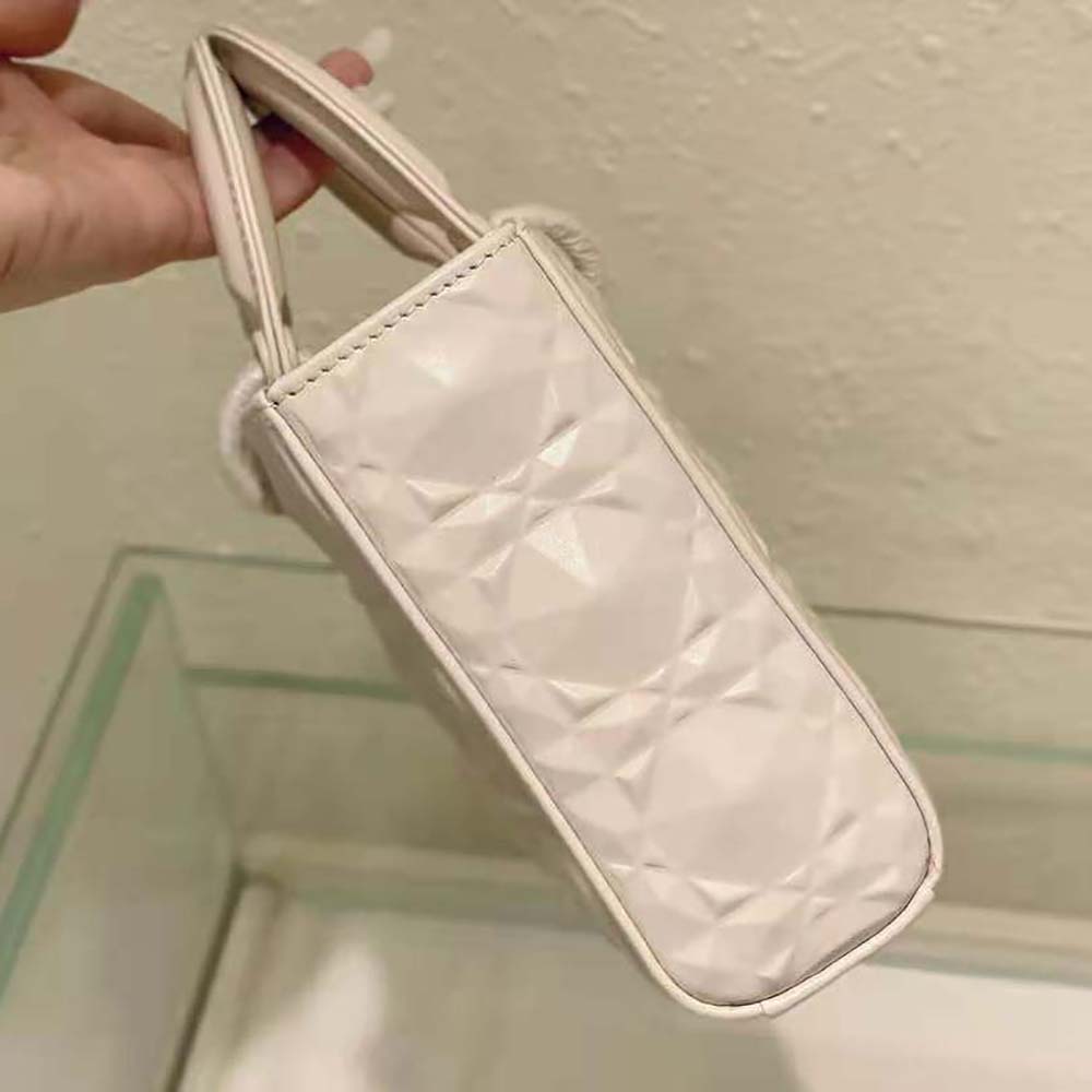 dior women lady d-joy bag latte cannage calfskin with Di*m*nd motif
