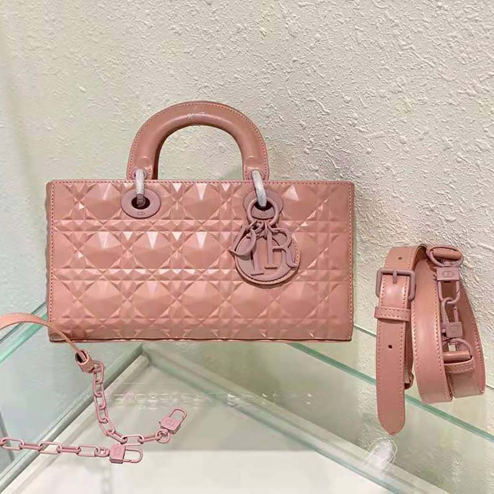 dior women lady d-joy bag rose des vents cannage calfskin with Di*m*nd motif