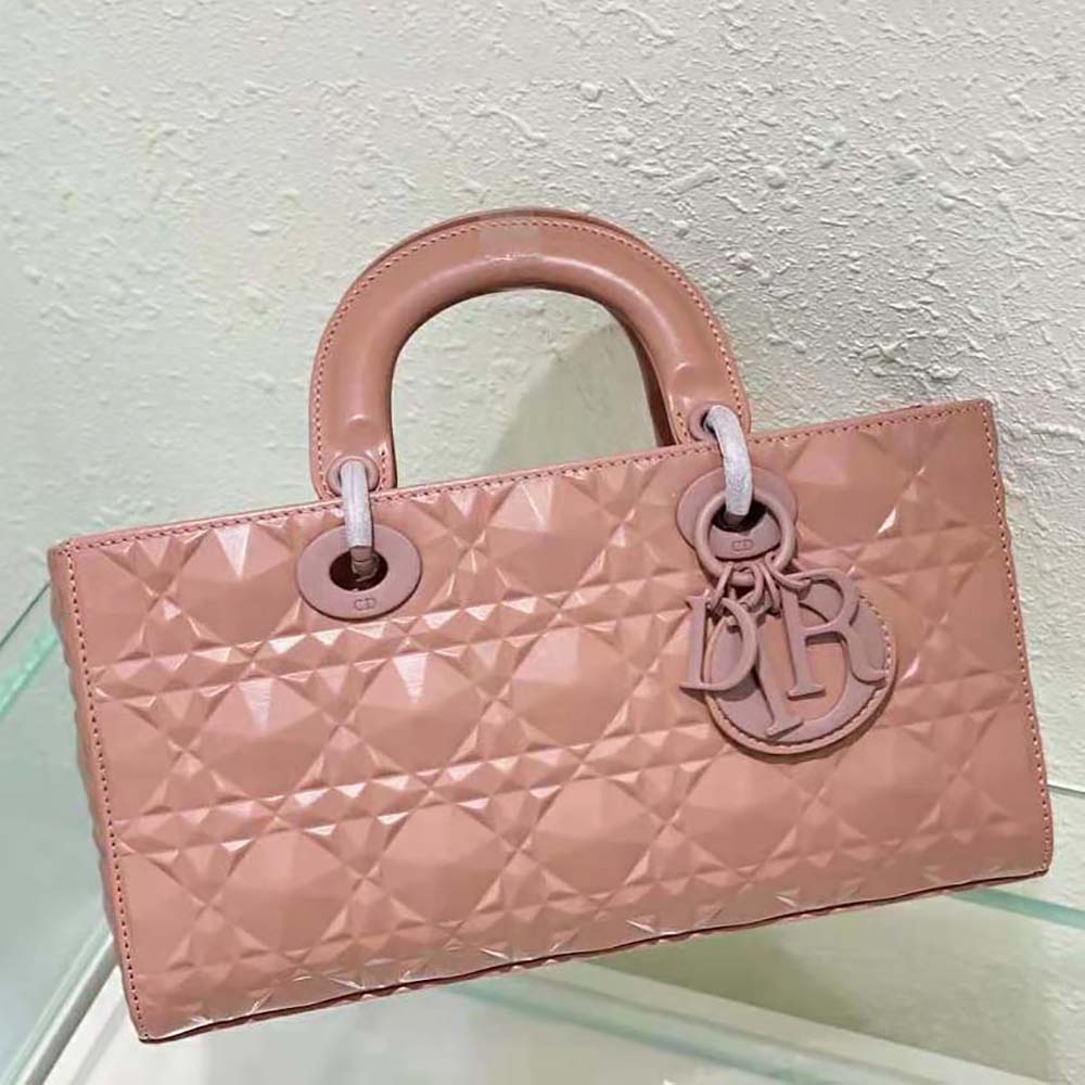 dior women lady d-joy bag rose des vents cannage calfskin with Di*m*nd motif