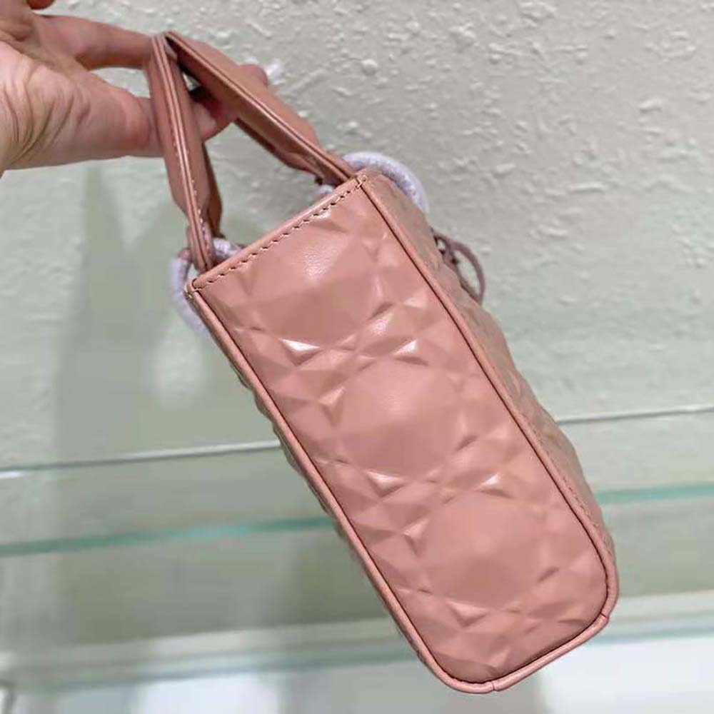 dior women lady d-joy bag rose des vents cannage calfskin with Di*m*nd motif