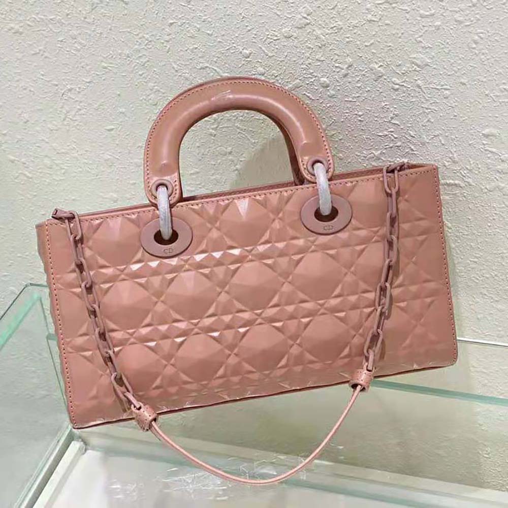 dior women lady d-joy bag rose des vents cannage calfskin with Di*m*nd motif