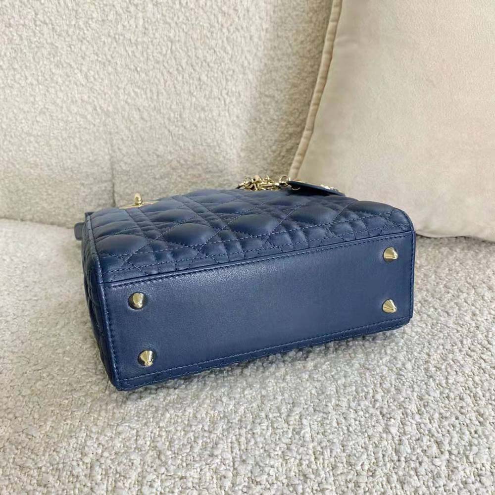 Dior Women Lady Dior my Abcdior Bag Lndigo Gradient Cannage Lambskin-Blue