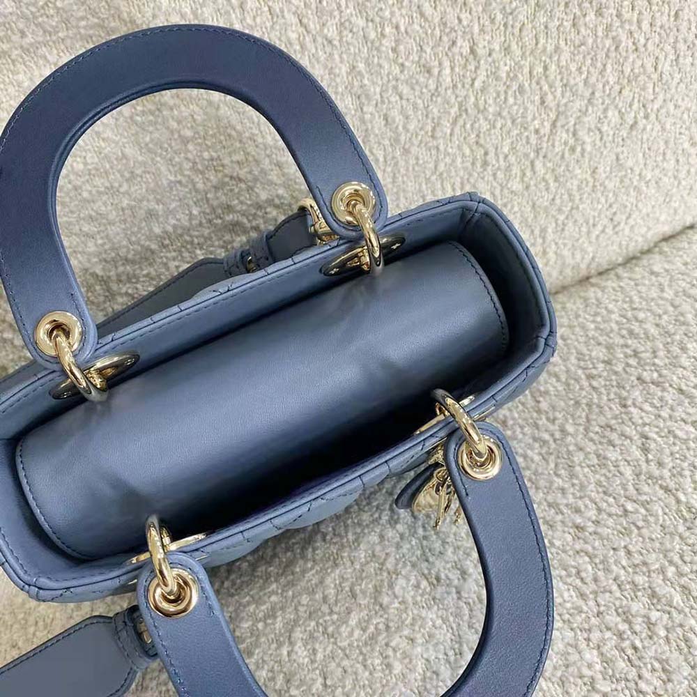Dior Women Lady Dior my Abcdior Bag Lndigo Gradient Cannage Lambskin-Blue