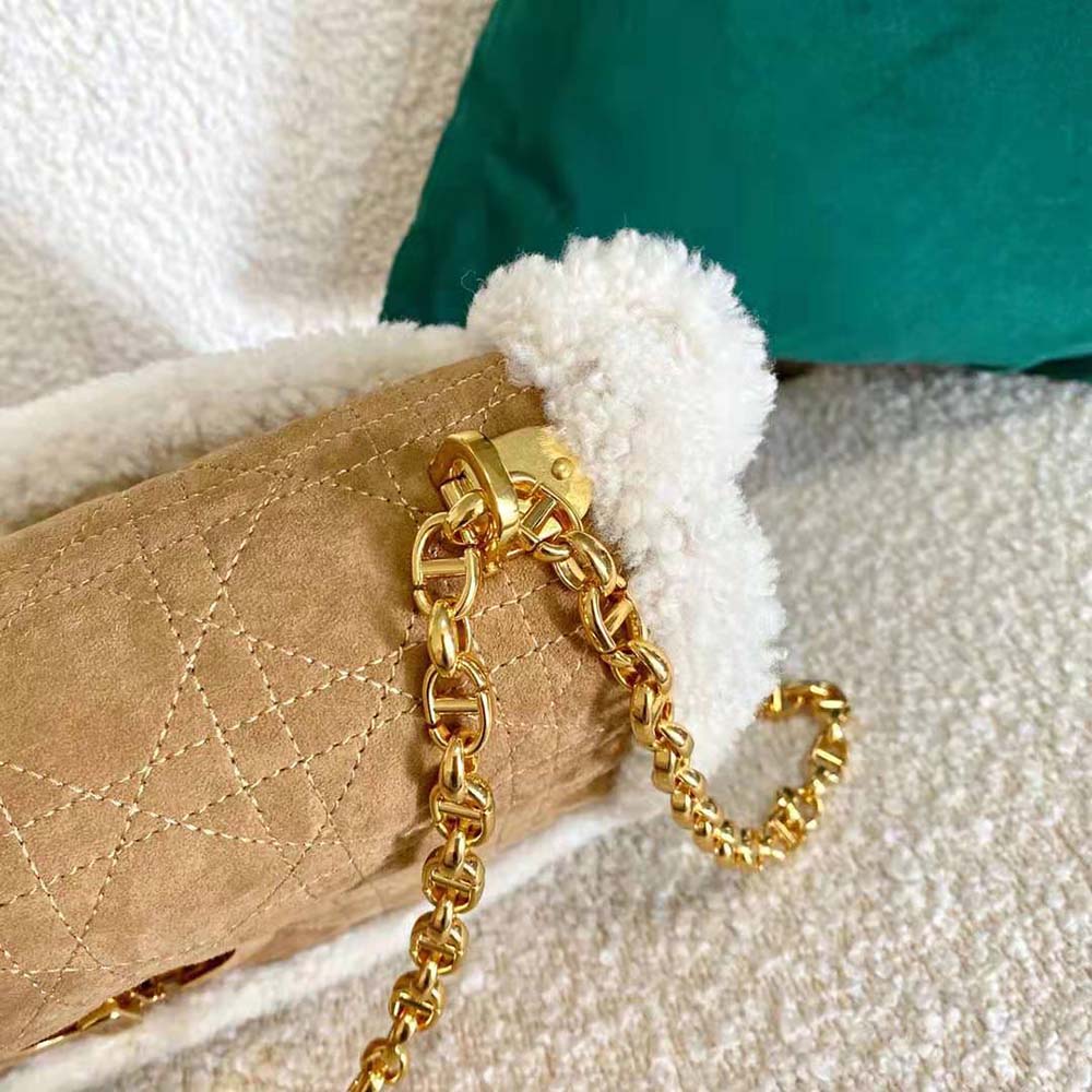 Dior Women Large 30 Montaigne Soft Bag Camel-Colored Shearling