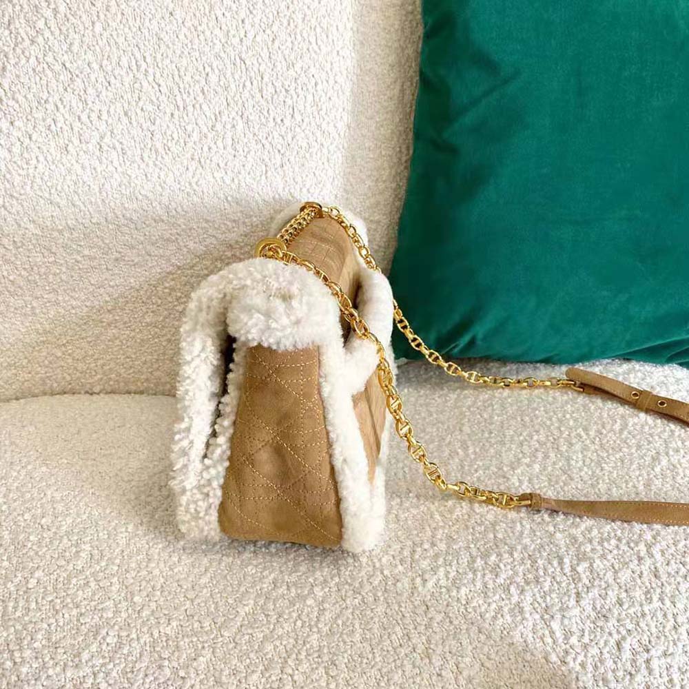 Dior Women Large 30 Montaigne Soft Bag Camel-Colored Shearling