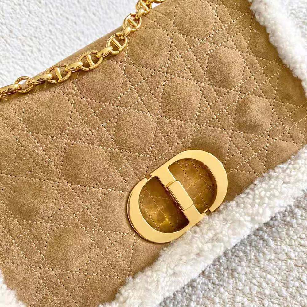 Dior Women Large 30 Montaigne Soft Bag Camel-Colored Shearling