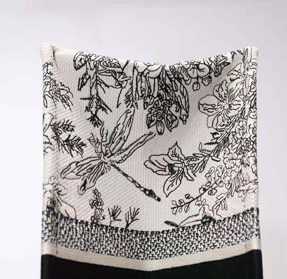Dior Women Large Dior Book Tote Blue Toile De Jouy Flowers Embroidery