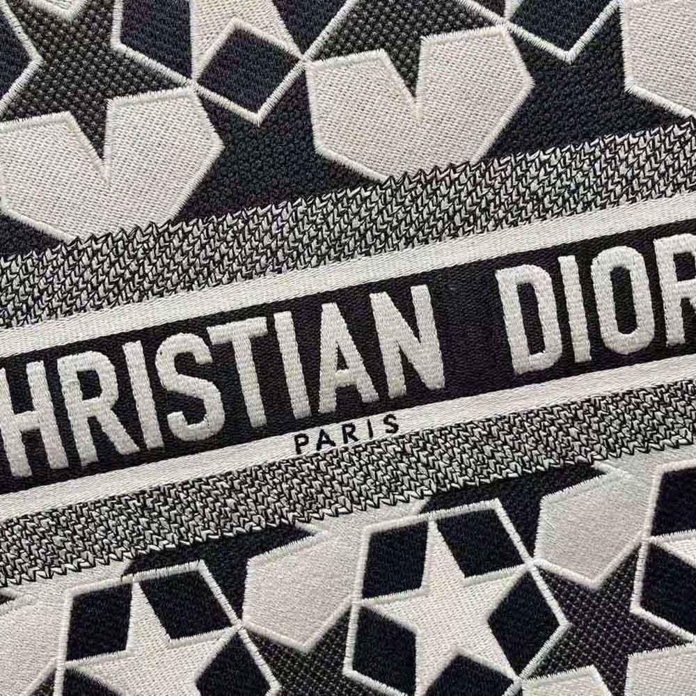 Dior Women Large Dior Book Tote Blue and White Dior Etoile Embroidery