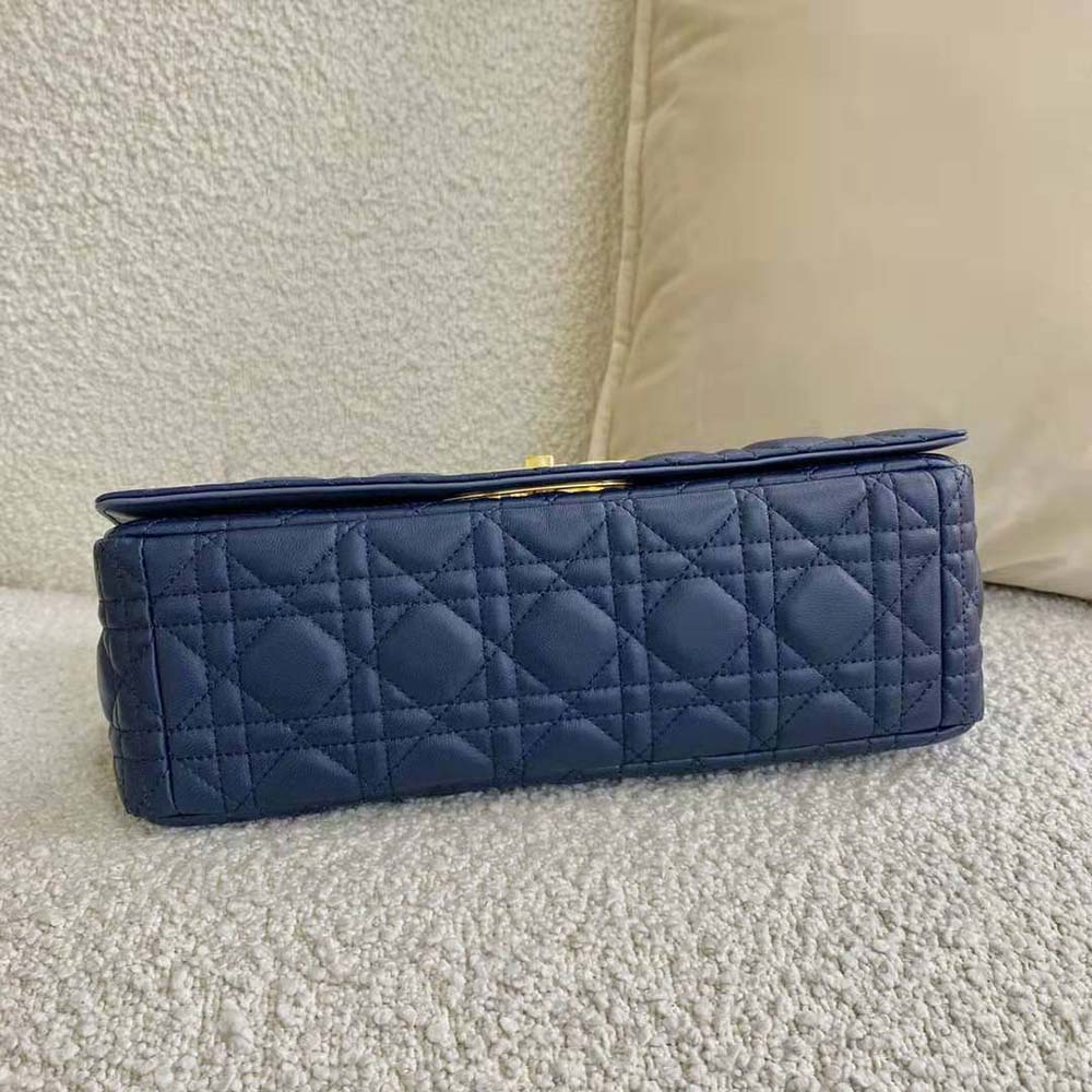 Dior Women Large Dior Caro Bag Lndigo Blue Gradient Cannage Lambskin