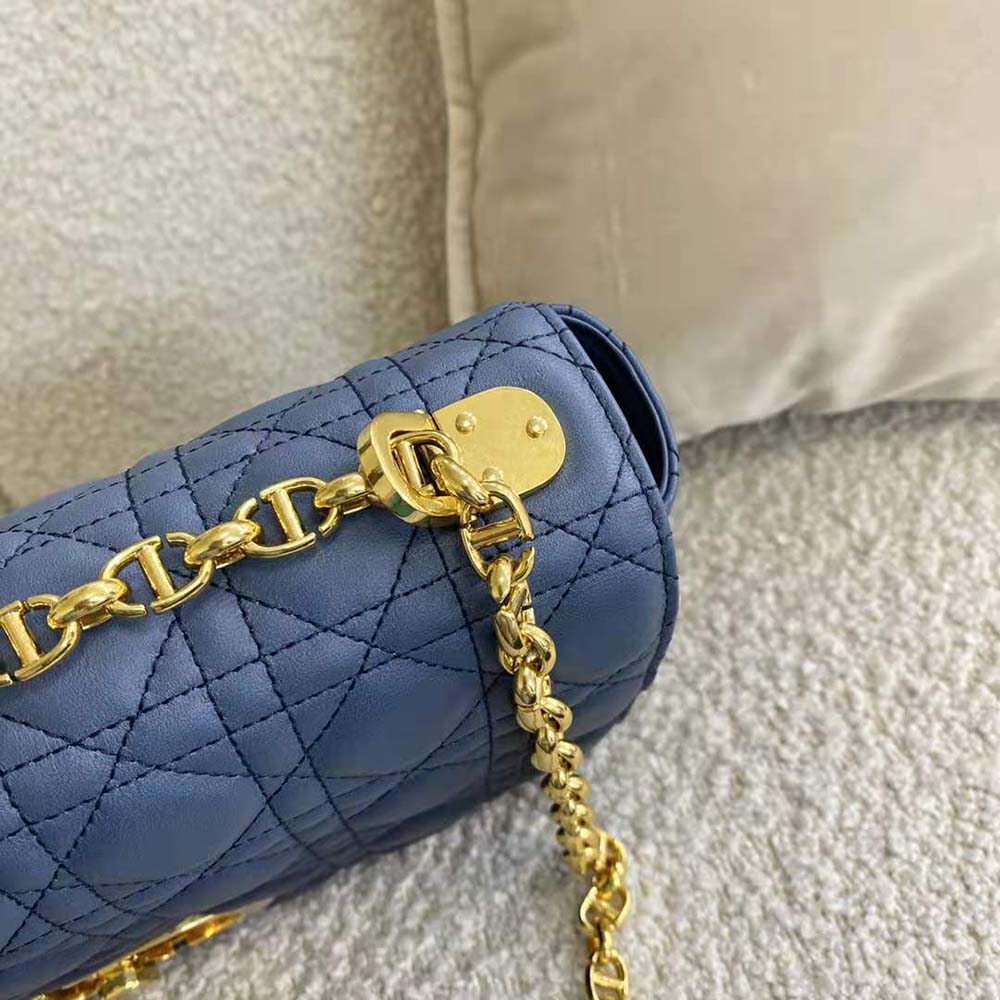 Dior Women Large Dior Caro Bag Lndigo Blue Gradient Cannage Lambskin