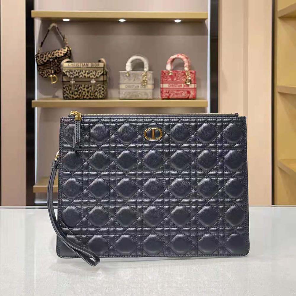 Dior Women Large Dior Caro Daily Pouch Cannage Calfskin