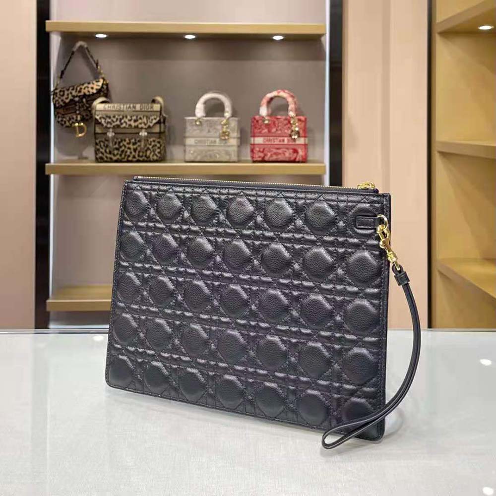 Dior Women Large Dior Caro Daily Pouch Cannage Calfskin