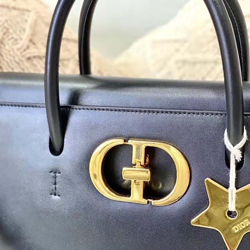 Dior Women Large ST Honore Tote Black Box Calfskin