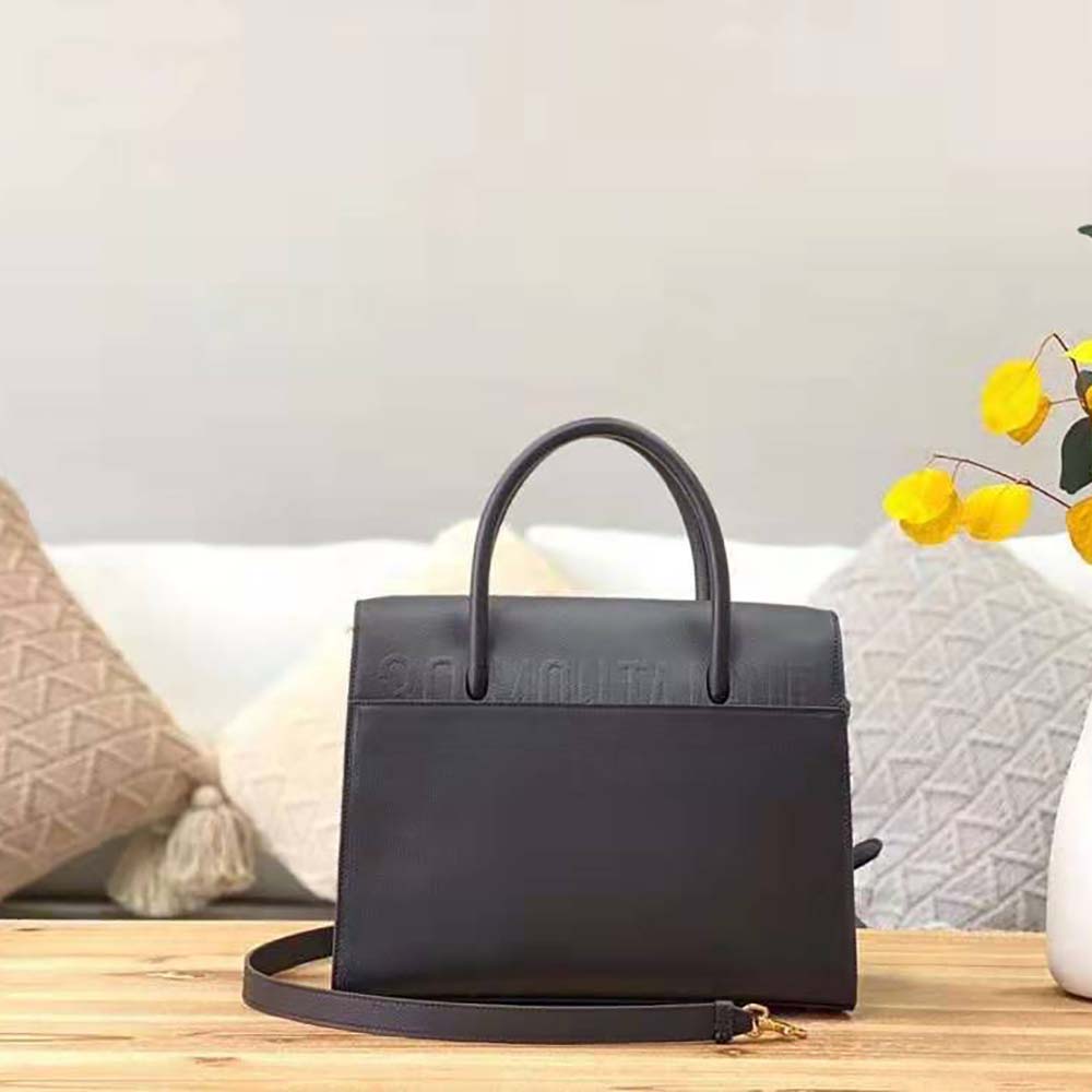 Dior Women Large ST Honore Tote Black Grained Calfskin