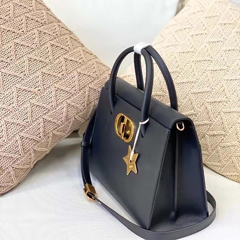 Dior Women Large ST Honore Tote Black Grained Calfskin
