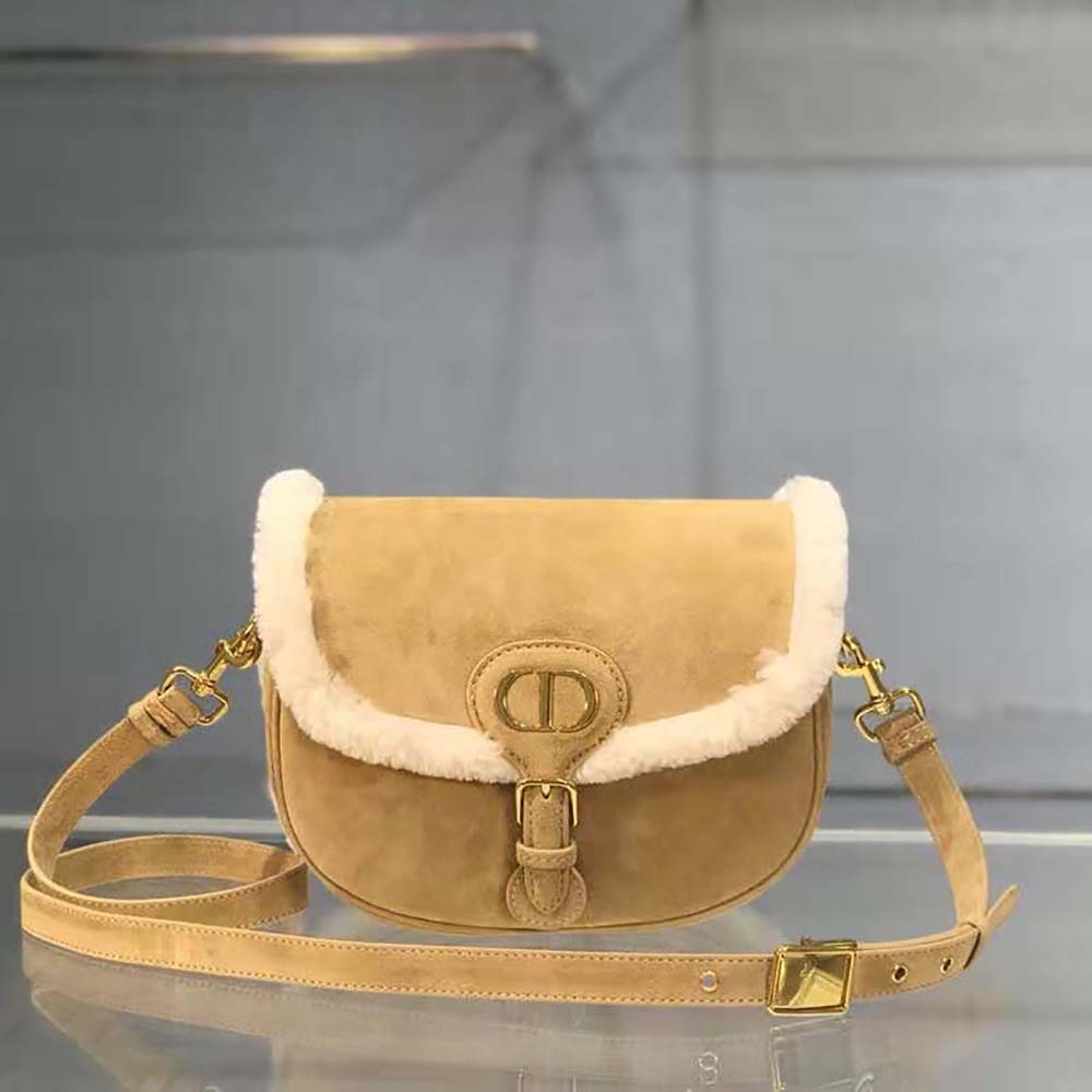 Dior Women Medium Dior Bobby Bag Camel-Colored Shearling