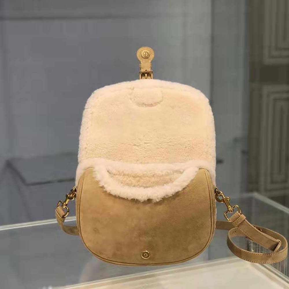 Dior Women Medium Dior Bobby Bag Camel-Colored Shearling