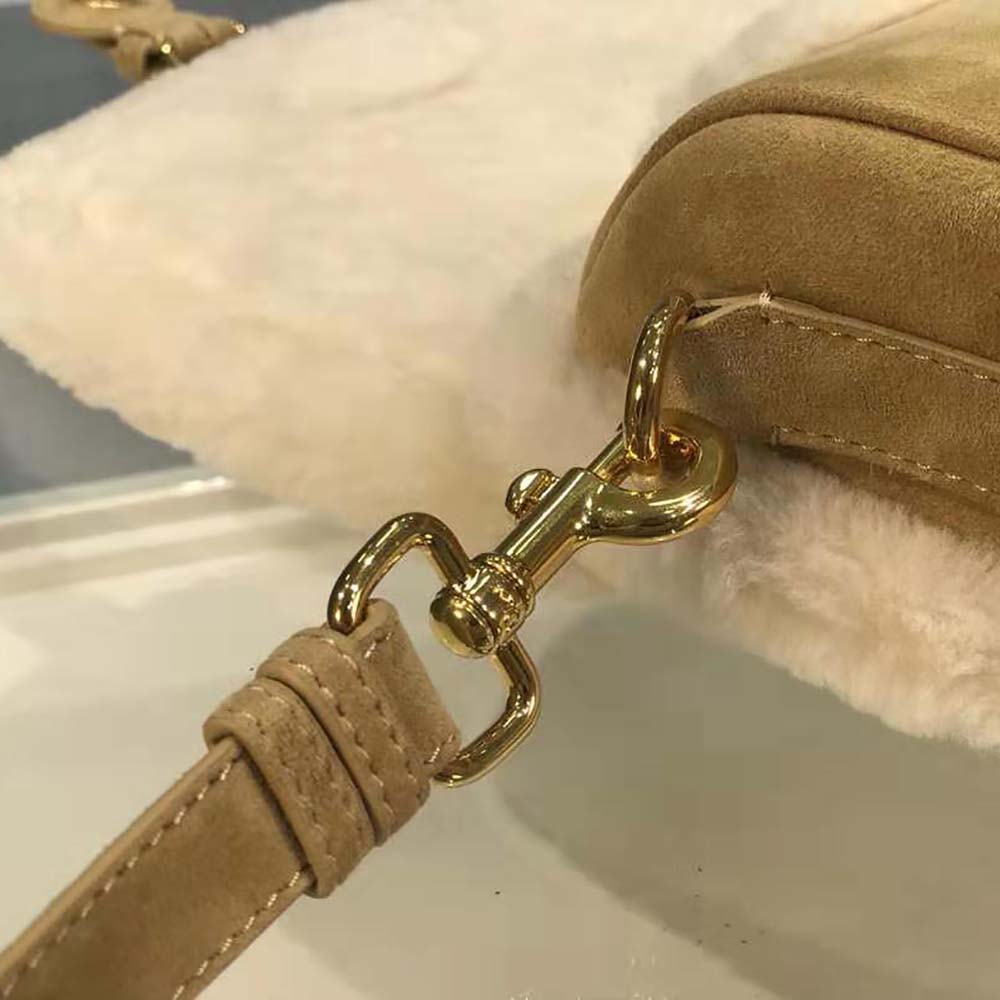 Dior Women Medium Dior Bobby Bag Camel-Colored Shearling
