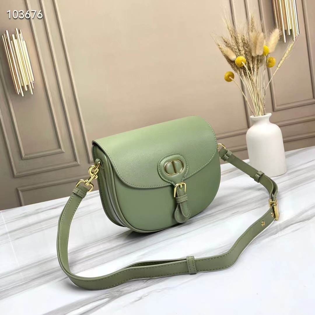 Dior Women Medium Dior Bobby Bag Cedar Green Box Calfskin Flap Closure