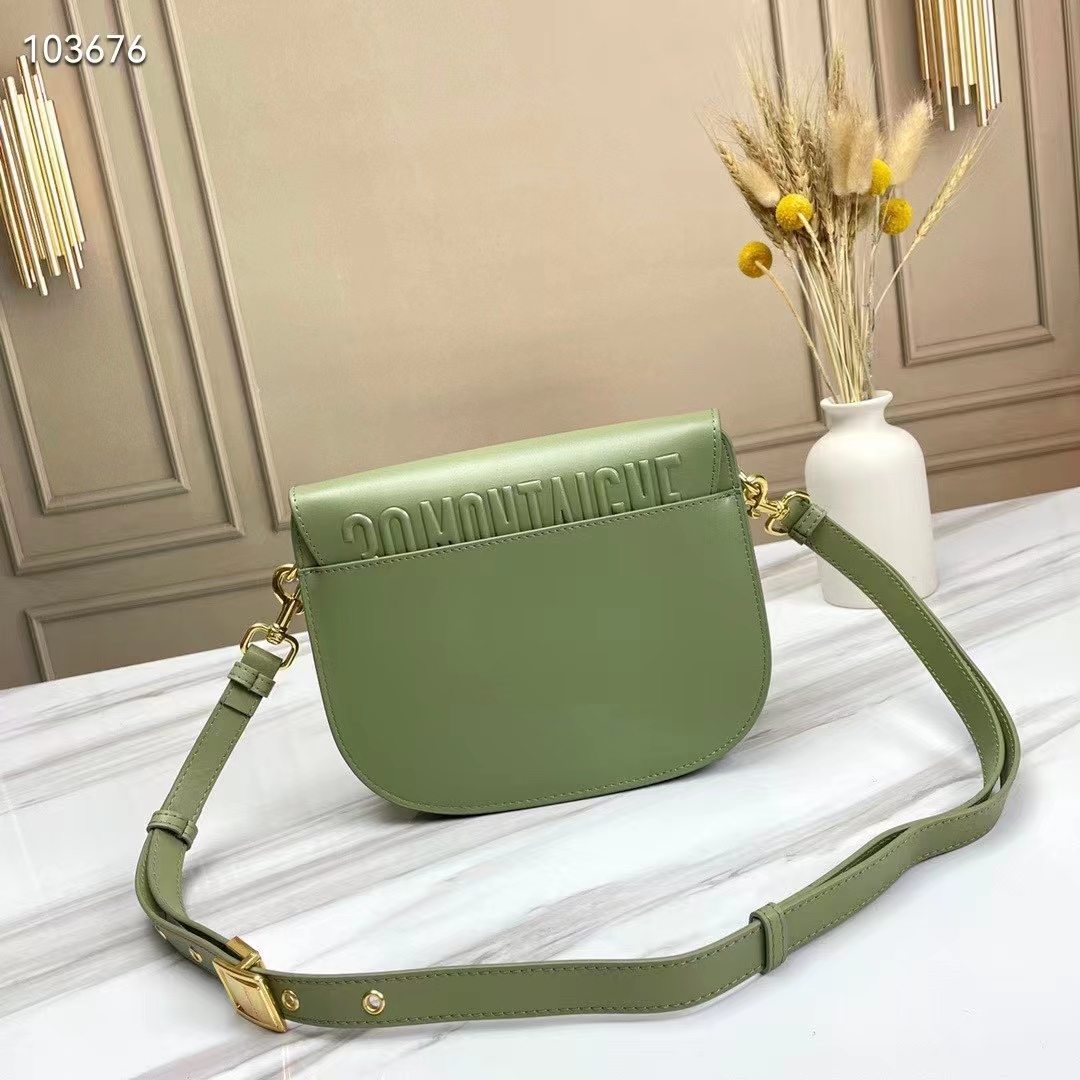 Dior Women Medium Dior Bobby Bag Cedar Green Box Calfskin Flap Closure