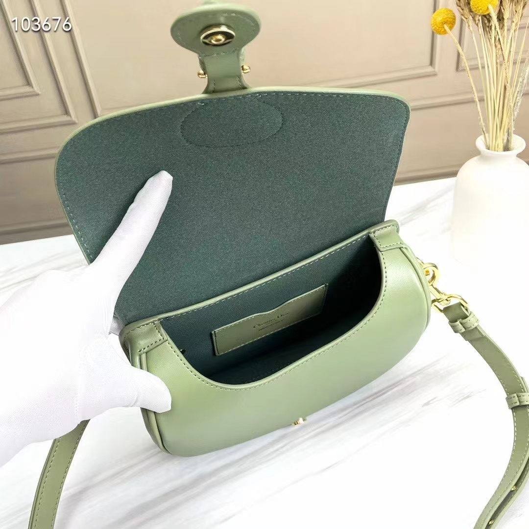 Dior Women Medium Dior Bobby Bag Cedar Green Box Calfskin Flap Closure