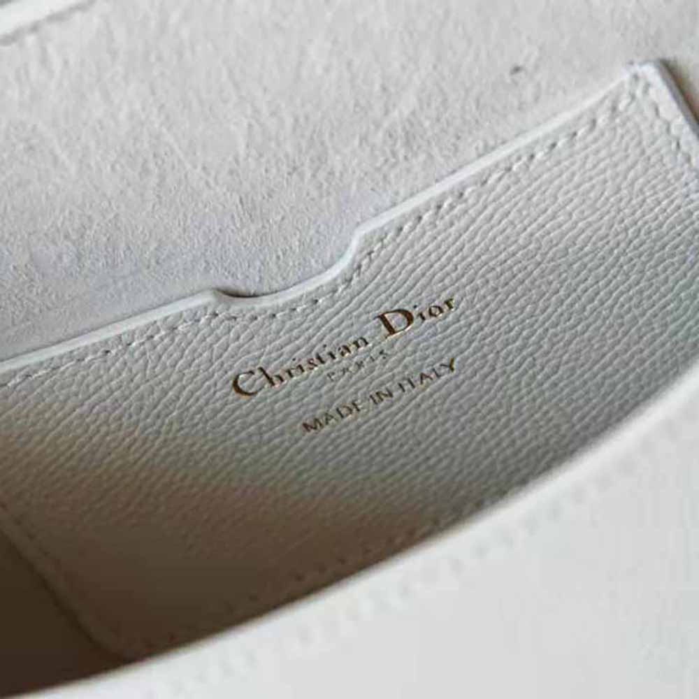 Dior Women Medium Dior Bobby Bag Grained Calfskin with Whipstitched Seams-White