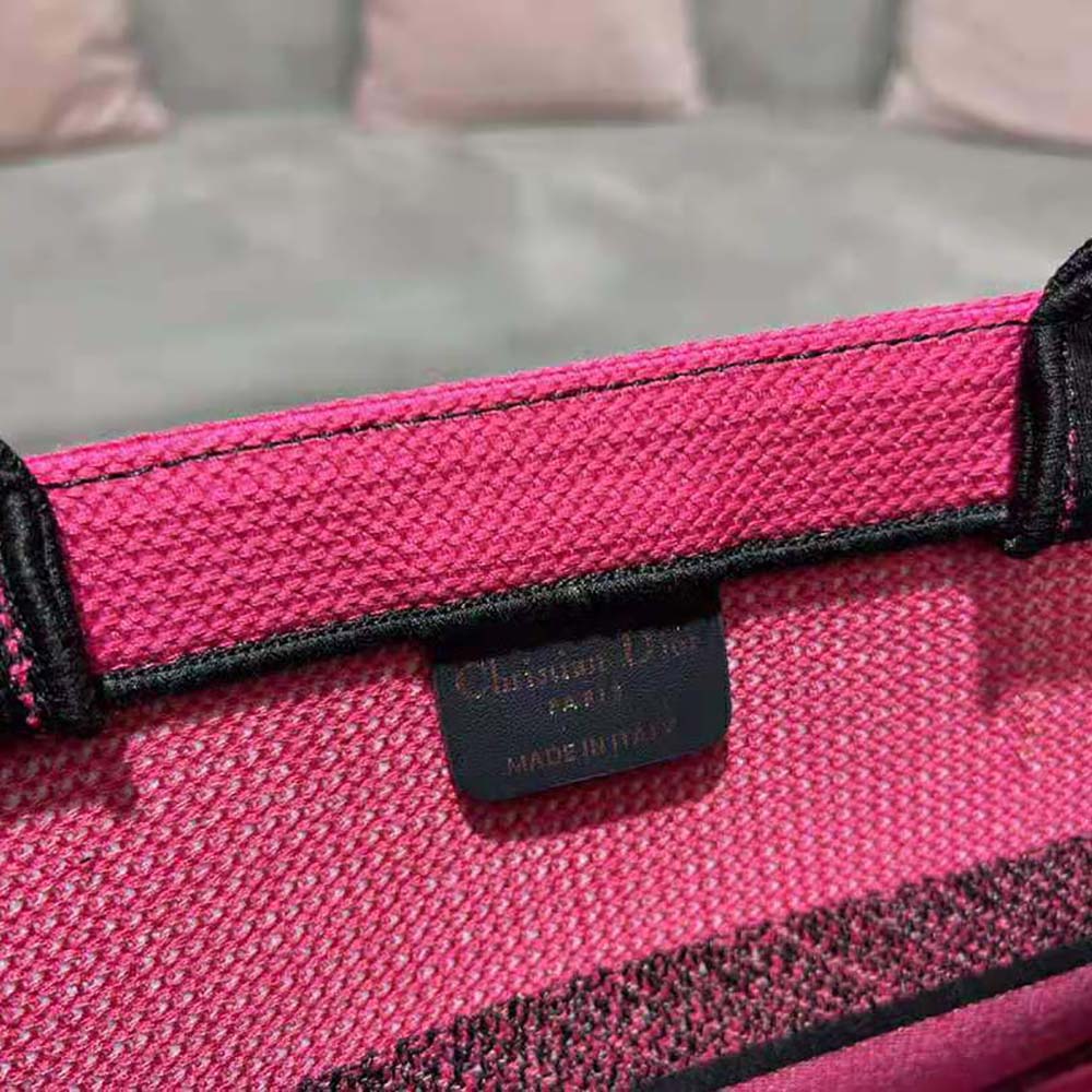 Dior Women Medium Dior Book Tote Bright Blue and Pink D-Jungle Pop Embroidery