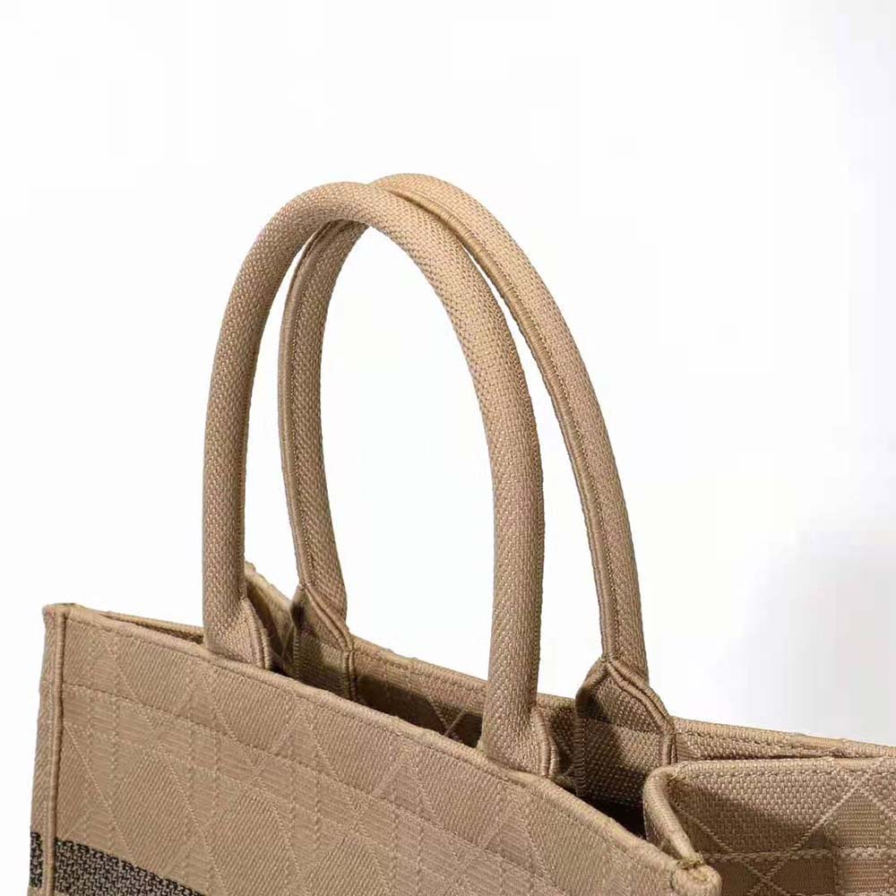 Dior Women Medium Dior Book Tote Natural Cannage Raffia