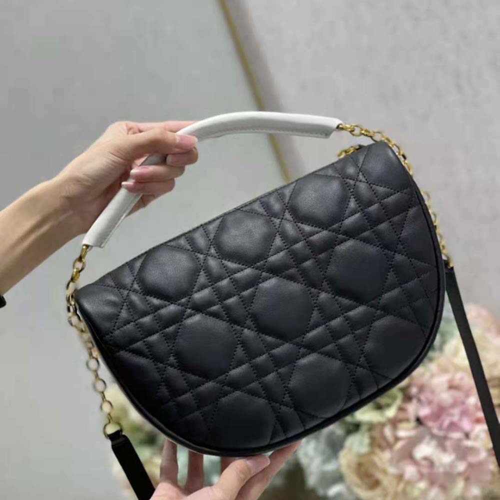 Dior Women Medium Dior Vibe Hobo Bag Black Cannage Lambskin