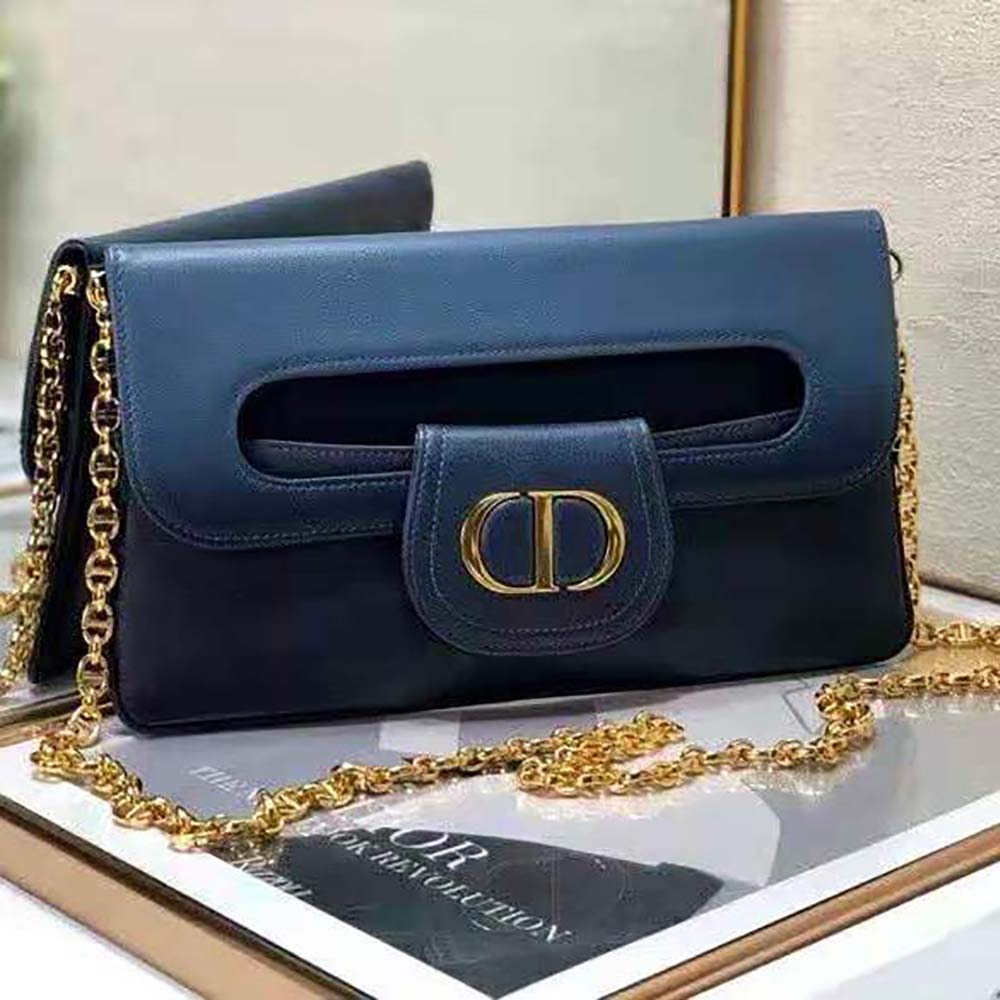 Dior Women Medium Diordouble Bag Lndigo Blue Gradient Calfskin