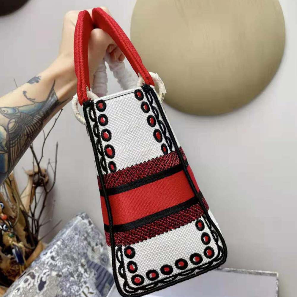 Dior Women Medium Lady D-lite Bag Latte Multicolor Cupidon Embroidery