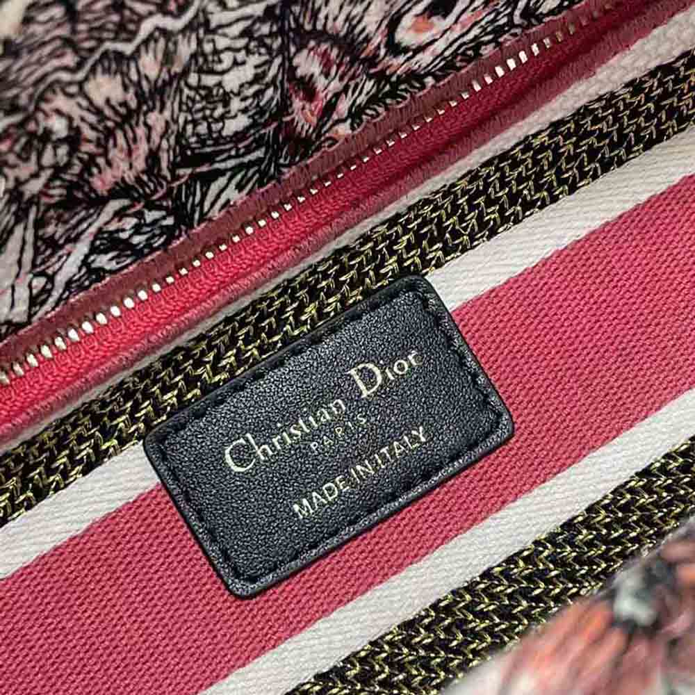 Dior Women Medium Lady D-lite Bag Multicolor Butterfly Embroidery