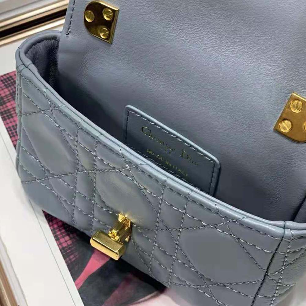 Dior Women Micro Dior Caro Bag Cloud Blue Supple Cannage Calfskin