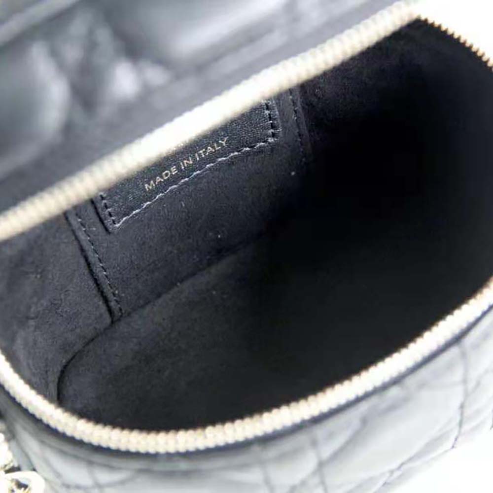 Dior Women Micro Lady Dior Vanity Case Cannage Lambskin-Black