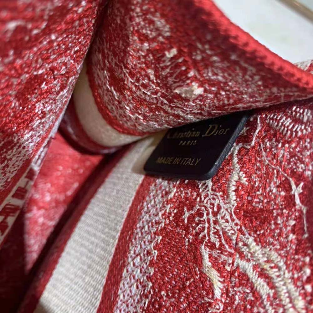 Dior Women Mini Dior Book Tote Fuchsia Toile De Jouy Reverse Embroidery