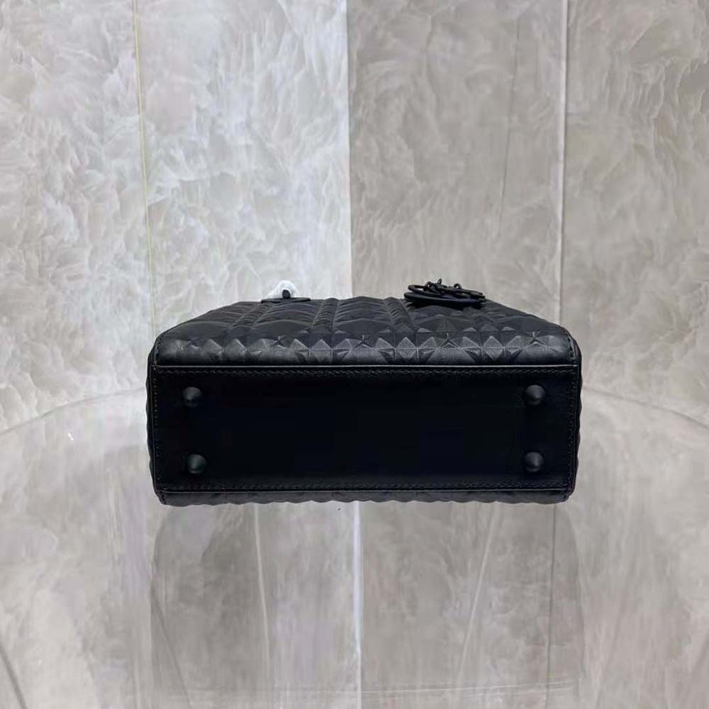 dior women mini lady dior bag black cannage calfskin with Di*m*nd motif
