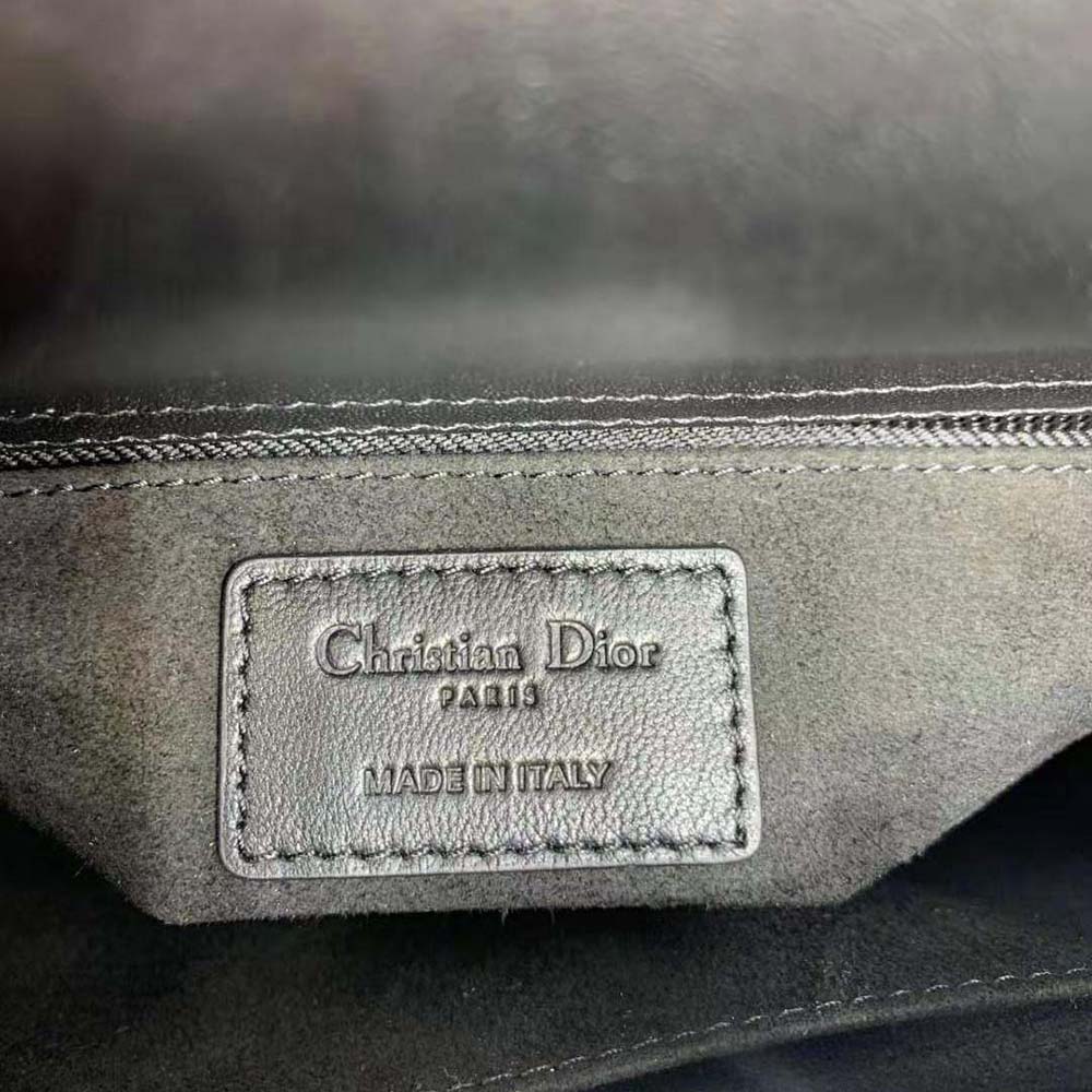 dior women mini lady dior bag black cannage calfskin with Di*m*nd motif