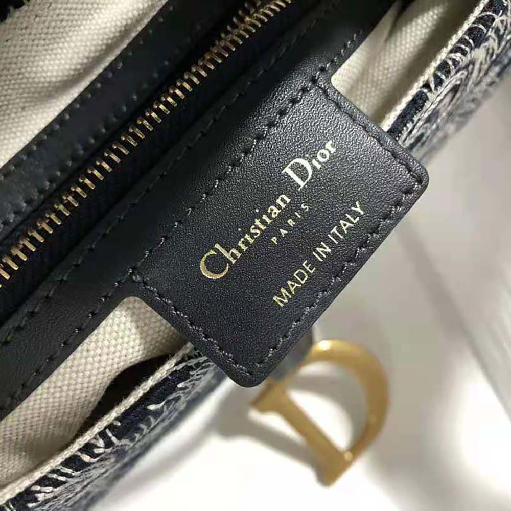 Dior Women Saddle Bag Toile DE Jouy Reverse Jacquard-Black