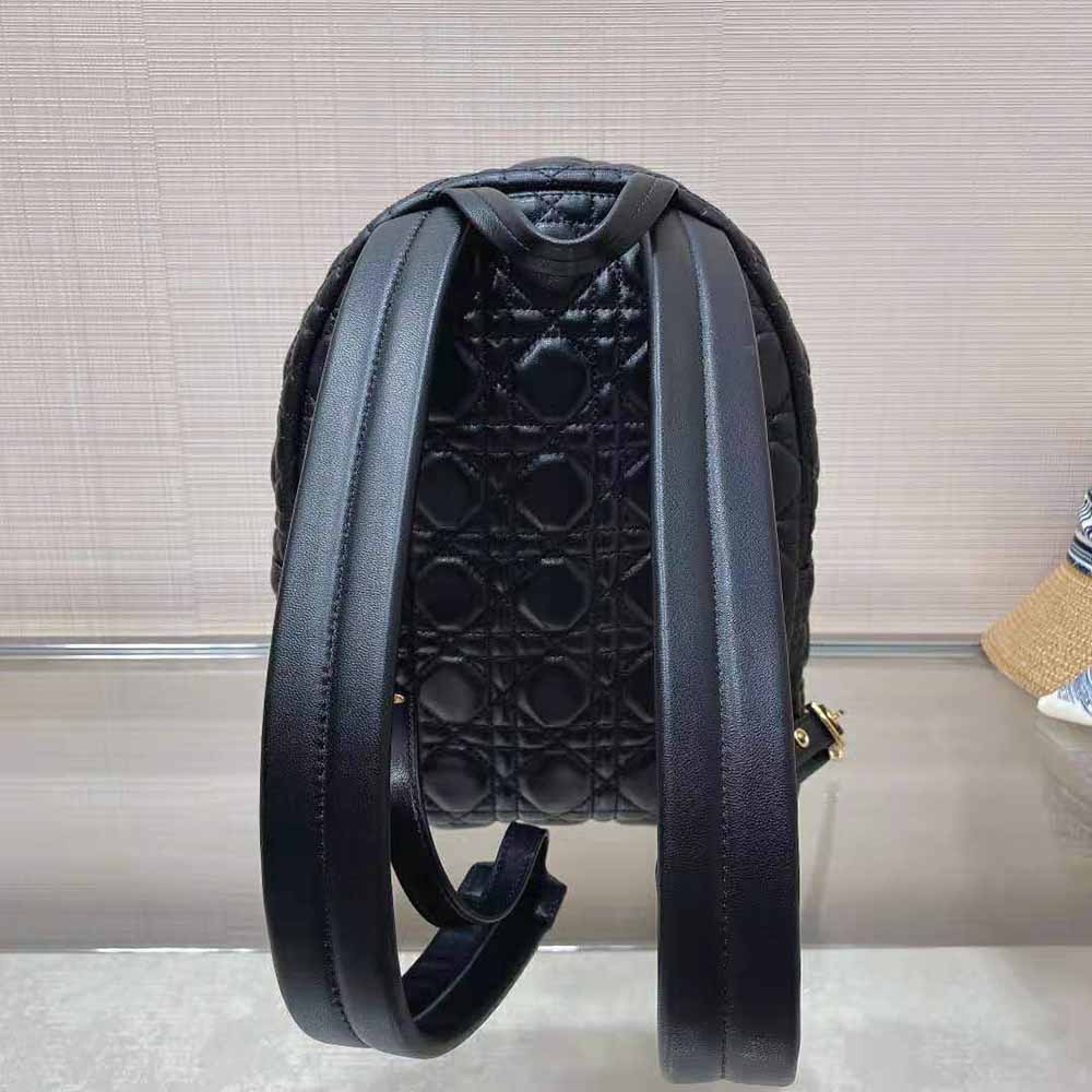 Dior Women Small Dior Backpack Black Cannage Lambskin