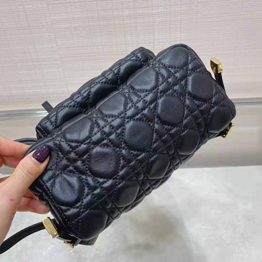 Dior Women Small Dior Backpack Black Cannage Lambskin