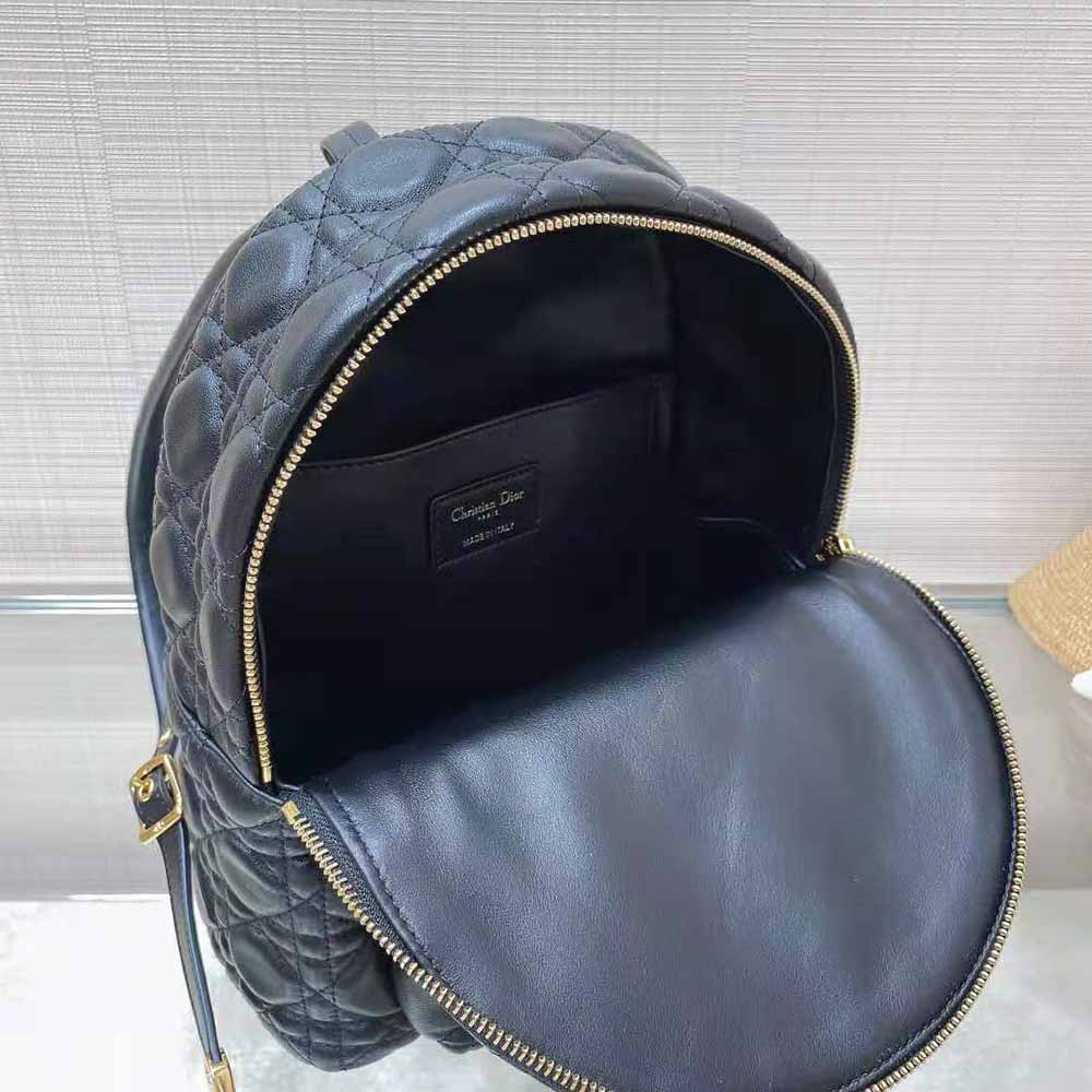 Dior Women Small Dior Backpack Black Cannage Lambskin