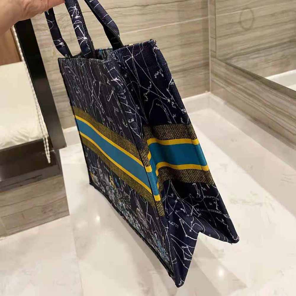 Dior Women Small Dior Book Tote Blue Dior Constellation Embroidery