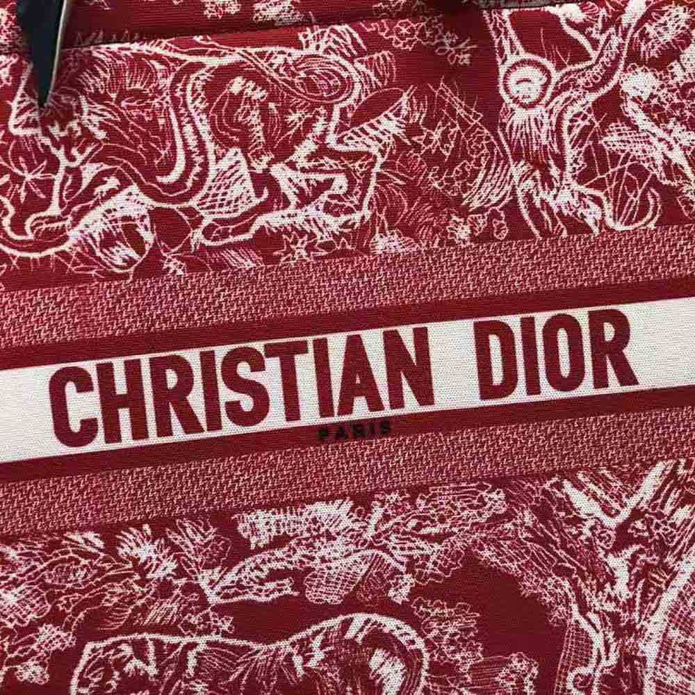 Dior Women Small Dior Book Tote Raspberry Toile de Jouy Reverse Embroidery