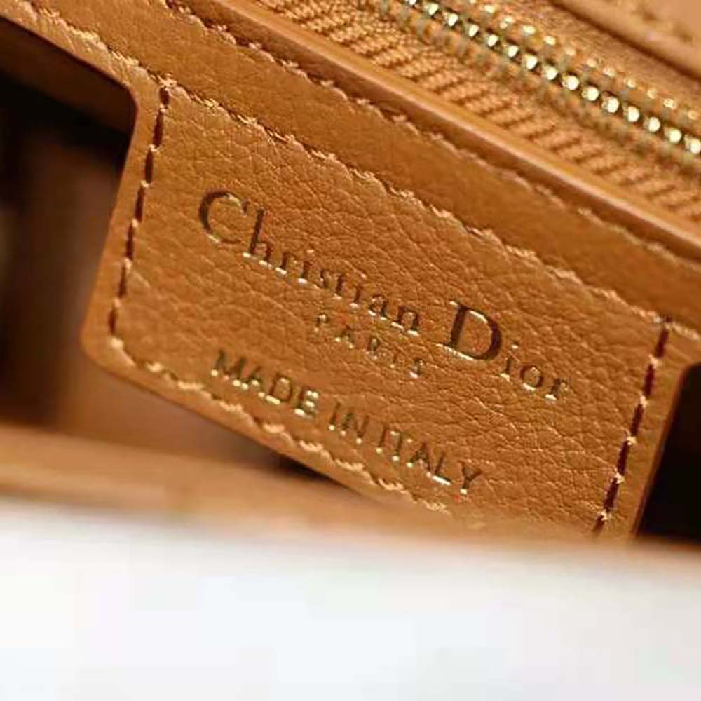 Dior Women Small Dior Caro Bag Cognac-Colored Supple Cannage Calfskin