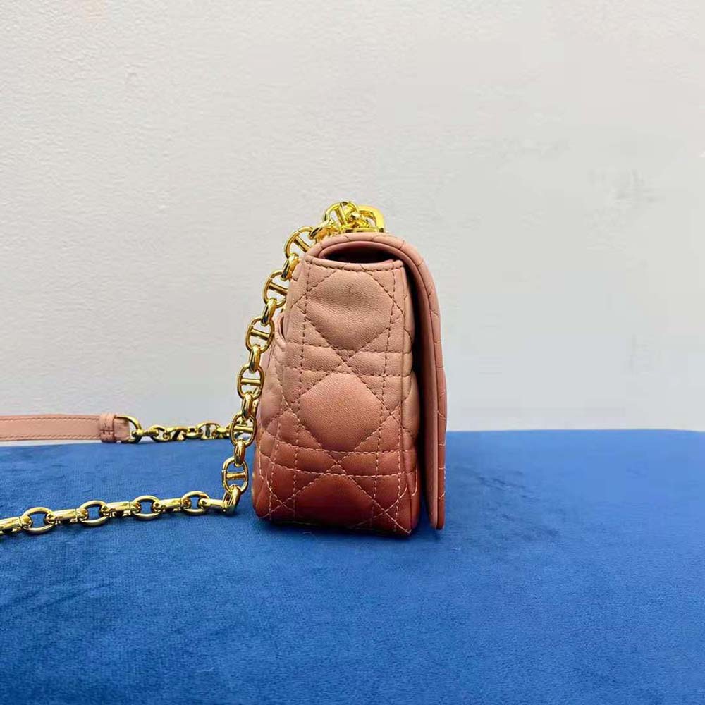 Dior Women Small Dior Caro Bag Pink Gradient Cannage Lambskin