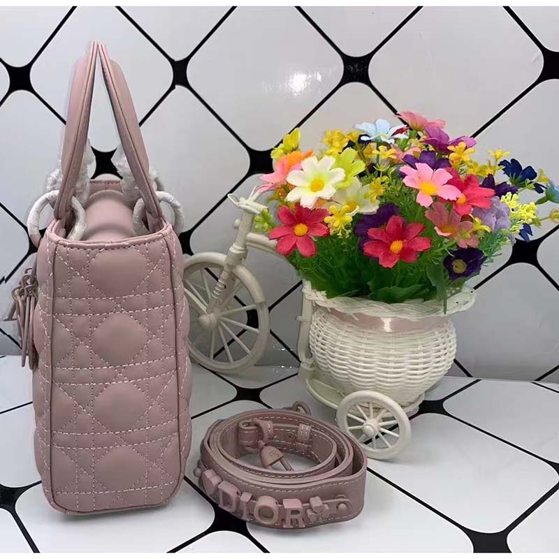Dior Women Small Lady Dior My Abcdior Bag Powder Pink Cannage Lambskin